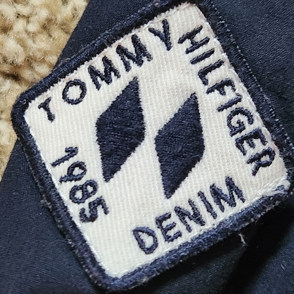 Tommy Hilfiger Denim Retro Button-Down Shirt Navy Red Stripes Logo Patches Med - Picture 4 of 10